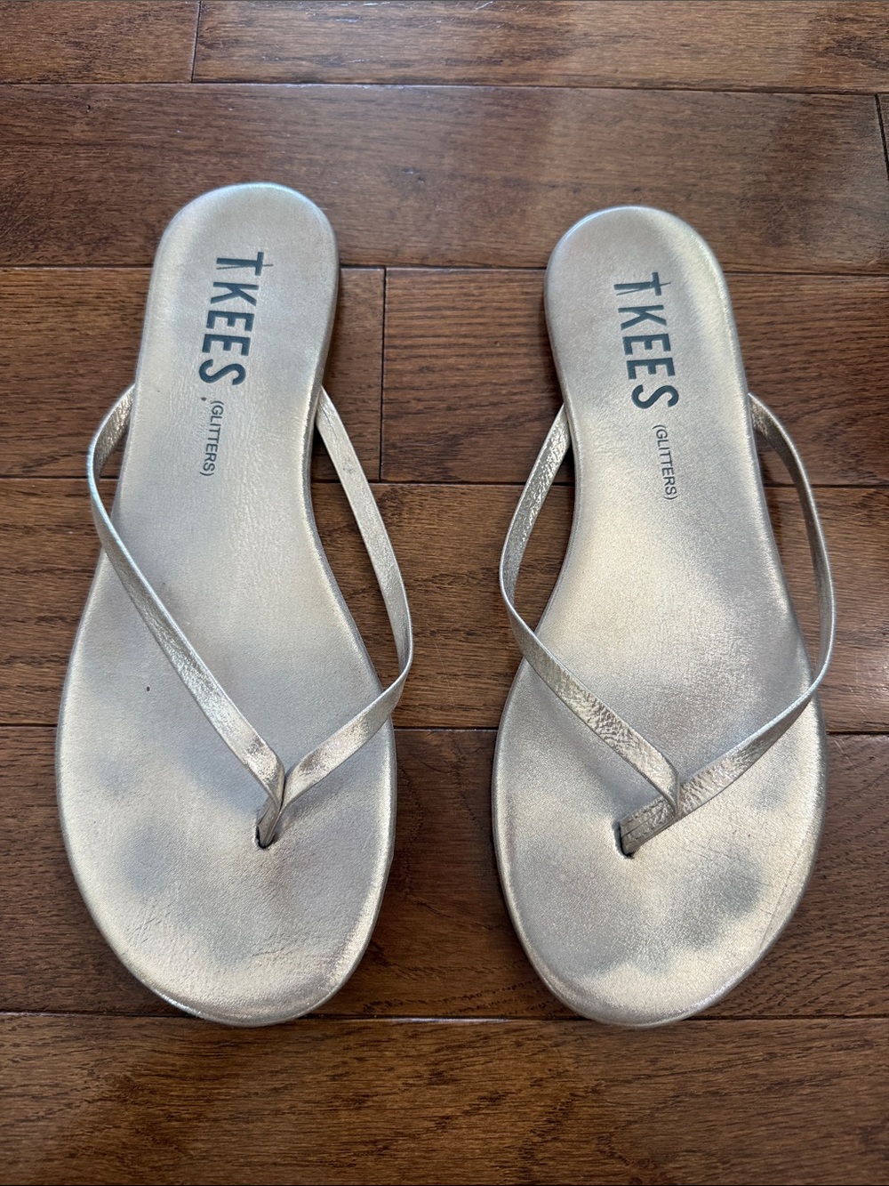 TKEES Women's Metallic Gold Glitter Thong Sandals